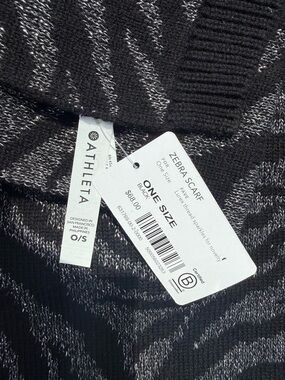 Athleta Zebra Print Scarf NWT Black Gray Metallic One Size